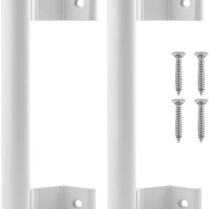2PCS Sliding Door Handles Replacement, 8 Inch Aluminum Alloy Patio Door Handle, Fits 6-5/8" Mounting Holes for Old or Damaged Sliding Glass Doors, White